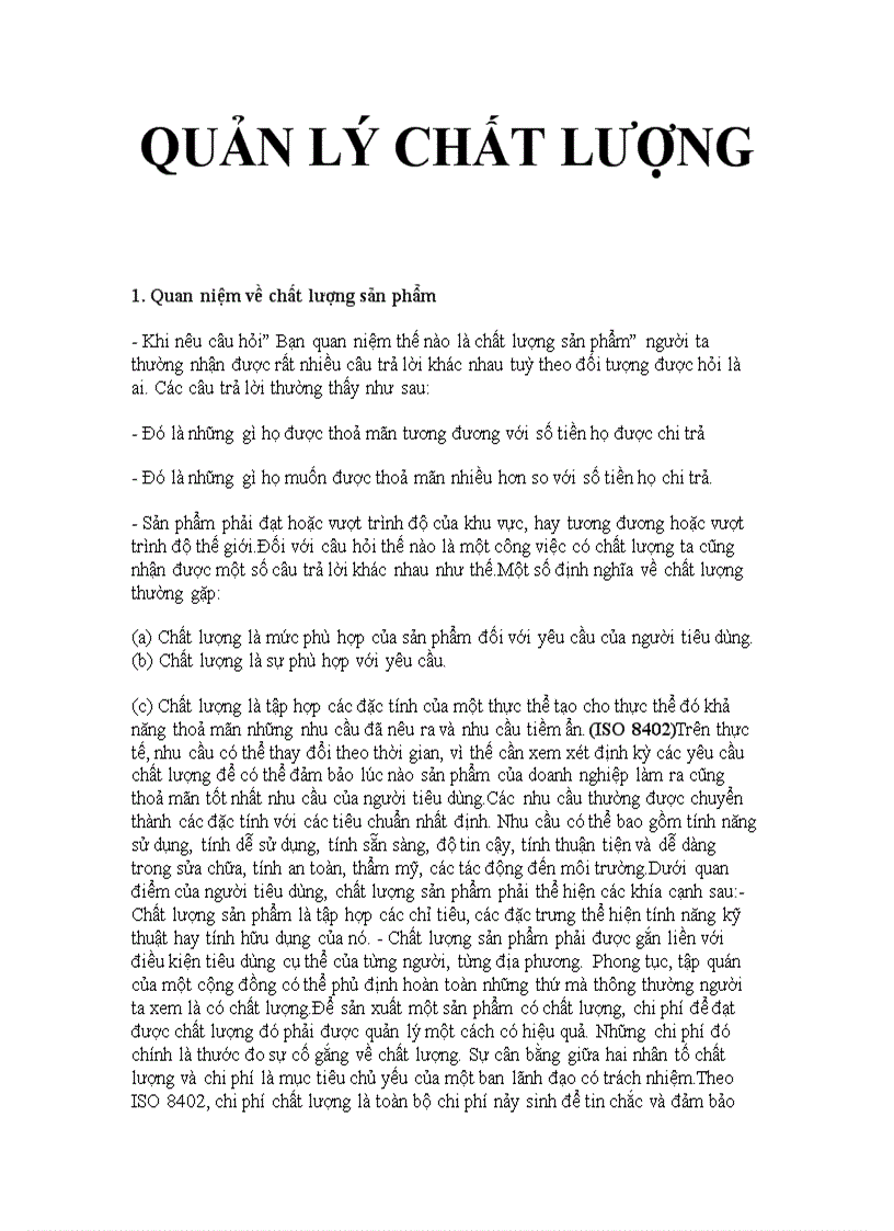 image for page Quan niệm về quản lý chất lượng