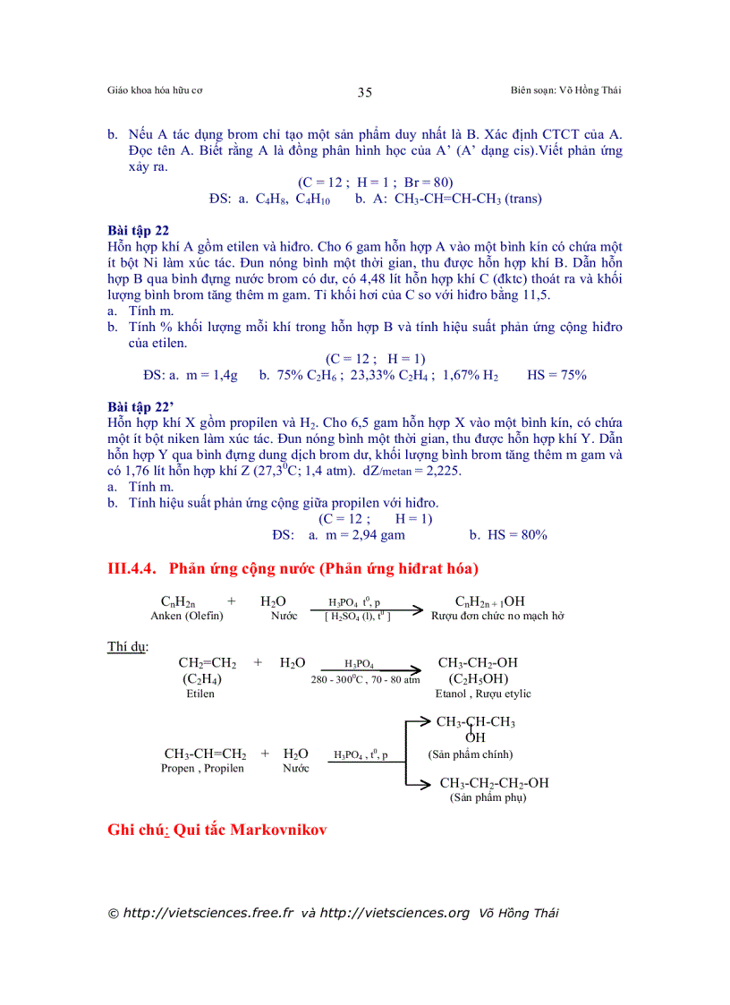 image for page Chương trình Hóa học III ANKEN ALCEN OLEFIN DỒNG ĐẲNG ETILEN