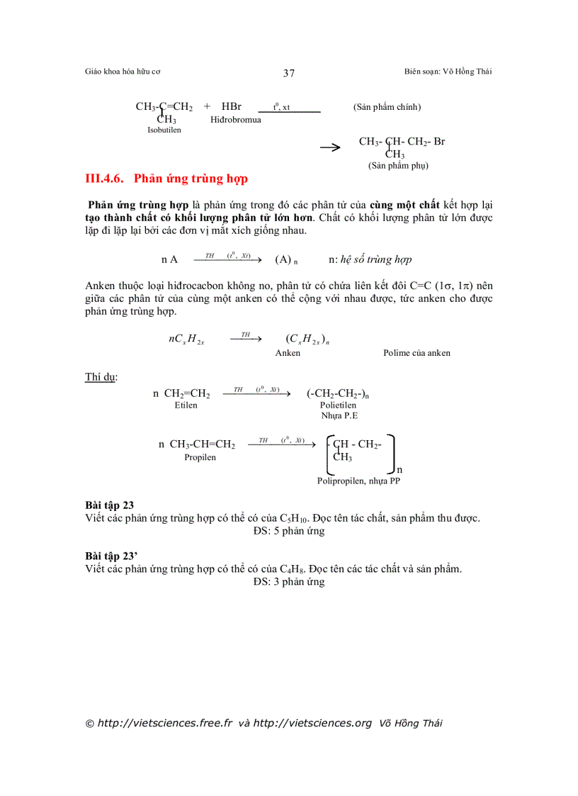 image for page Chương trình Hóa học III ANKEN ALCEN OLEFIN DỒNG ĐẲNG ETILEN