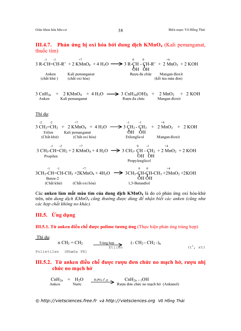 image for page Chương trình Hóa học III ANKEN ALCEN OLEFIN DỒNG ĐẲNG ETILEN