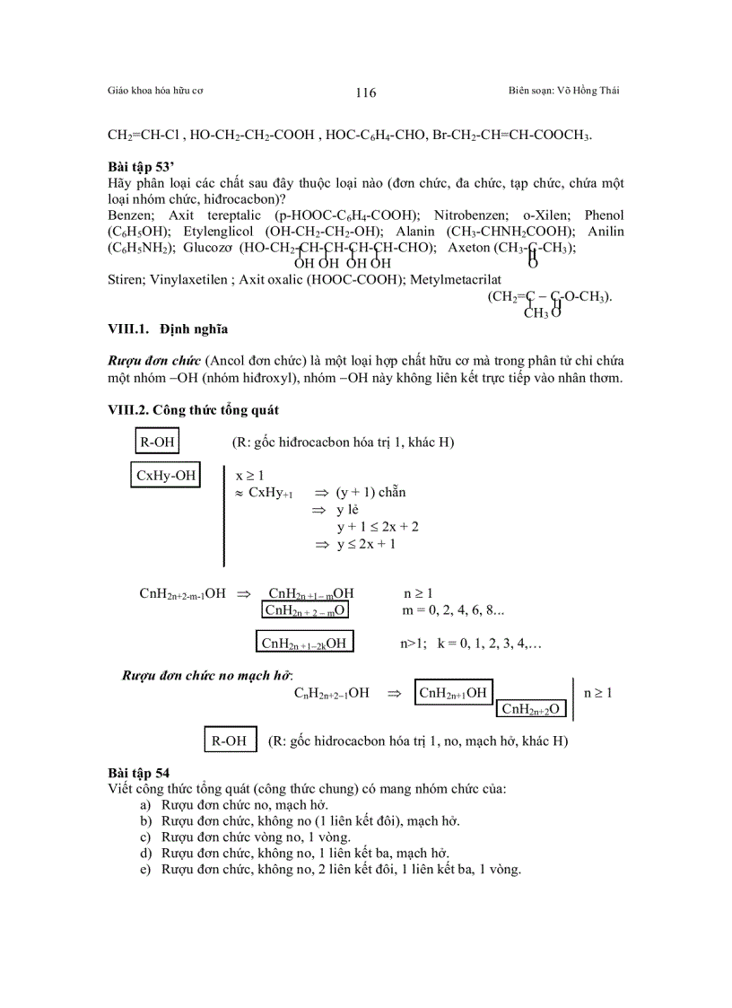 image for page Bài giảng RƯỢU ĐƠN CHỨC AlCOL ĐƠN CHỨC