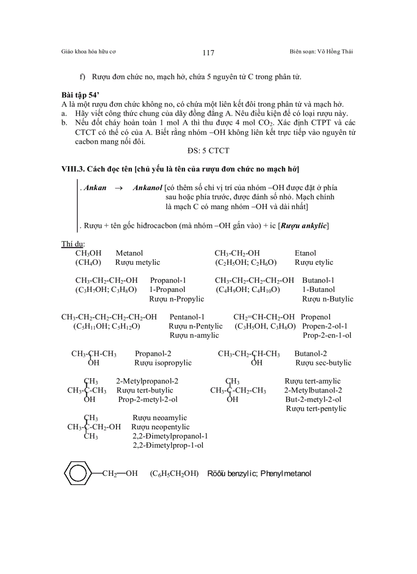 image for page Bài giảng RƯỢU ĐƠN CHỨC AlCOL ĐƠN CHỨC
