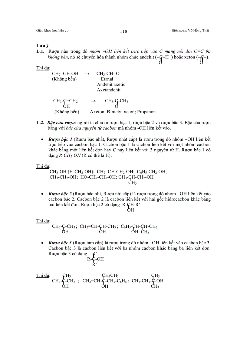 image for page Bài giảng RƯỢU ĐƠN CHỨC AlCOL ĐƠN CHỨC