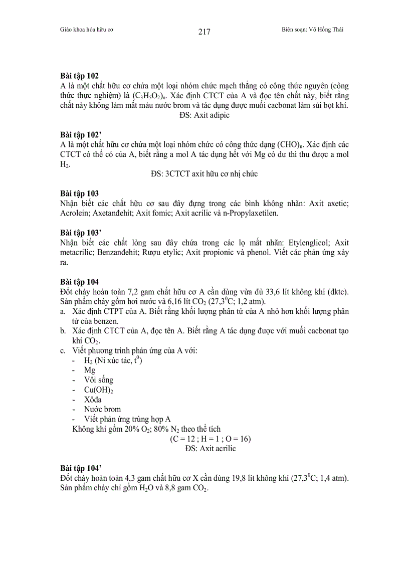 image for page Bài giảng về AXIT HỮU CƠ AXIT CACBOXILIC ACID CARBOXILIC