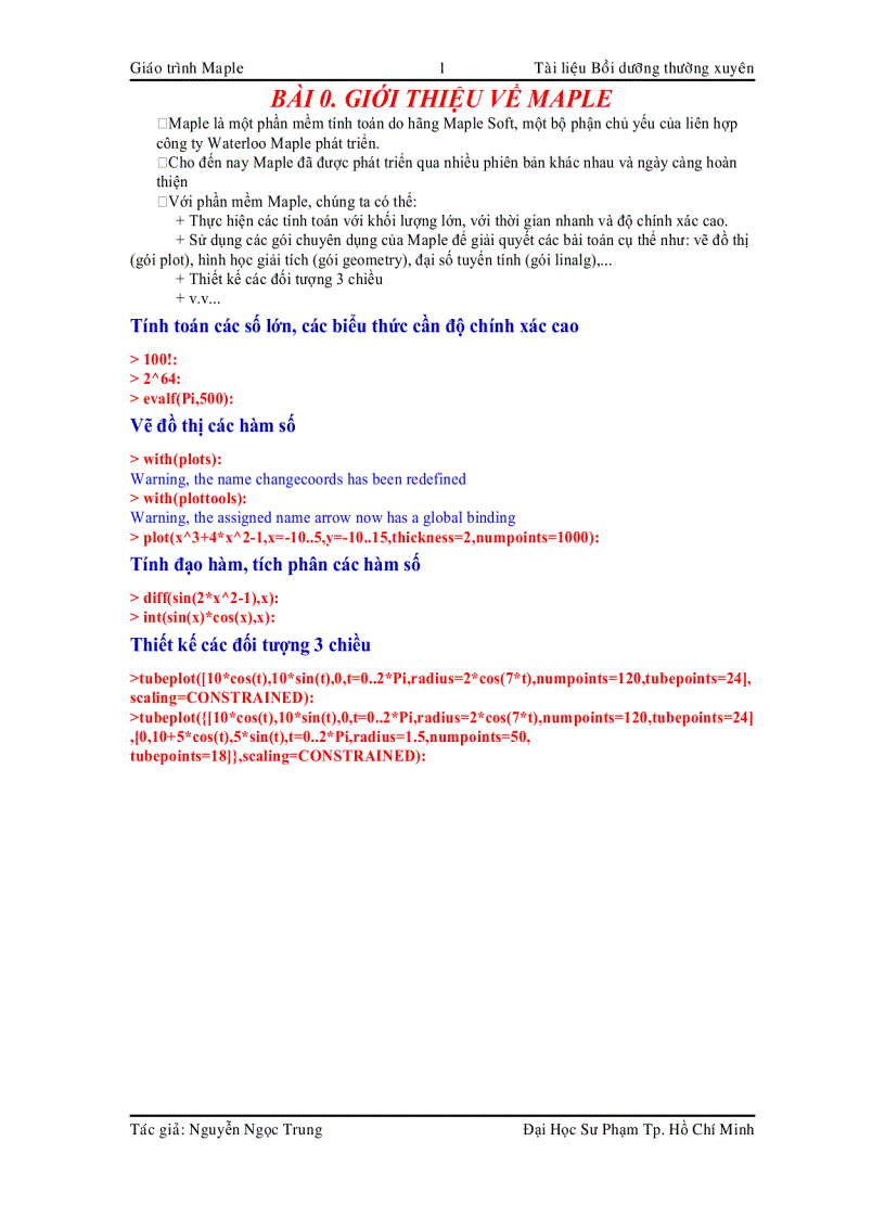 image for page Giáo trình Maple Tài liệu bồi dưỡng thường xuyên