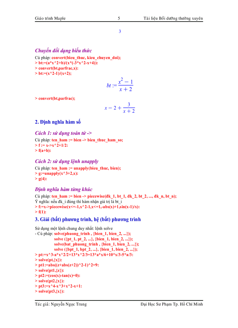 image for page Giáo trình Maple Tài liệu bồi dưỡng thường xuyên