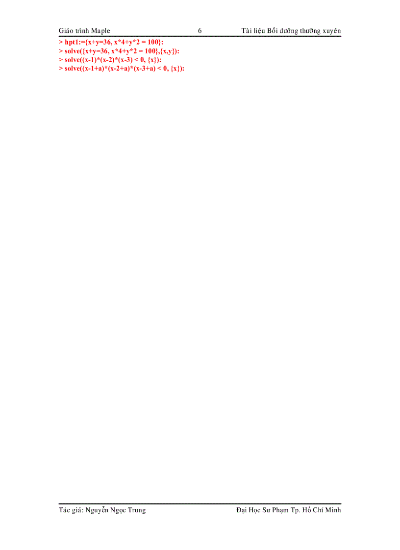 image for page Giáo trình Maple Tài liệu bồi dưỡng thường xuyên