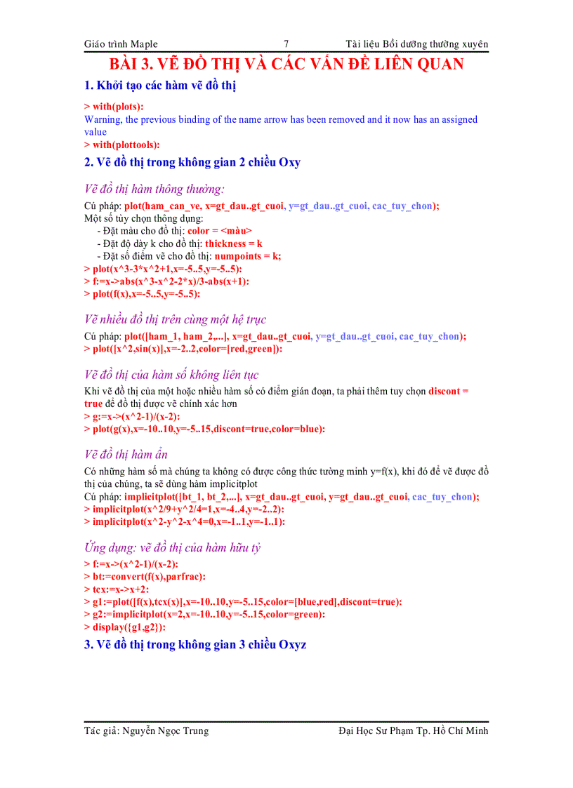 image for page Giáo trình Maple Tài liệu bồi dưỡng thường xuyên