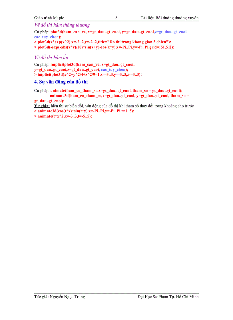 image for page Giáo trình Maple Tài liệu bồi dưỡng thường xuyên