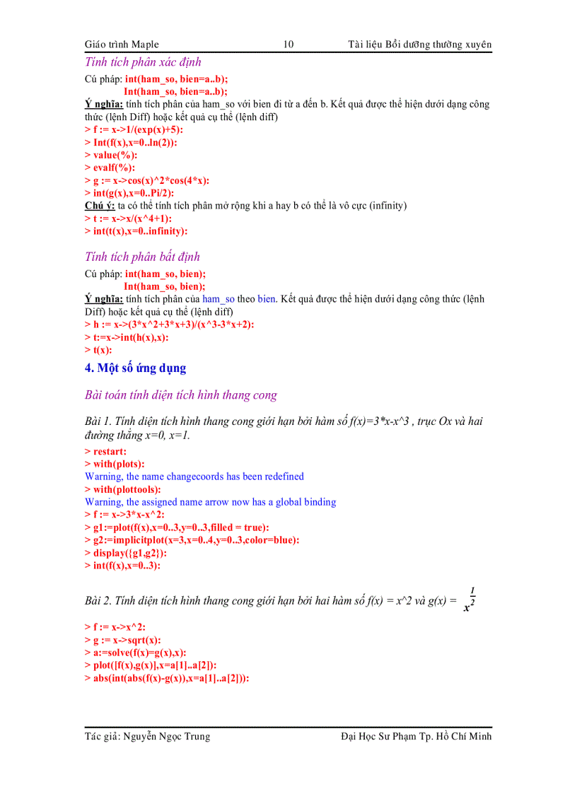 image for page Giáo trình Maple Tài liệu bồi dưỡng thường xuyên