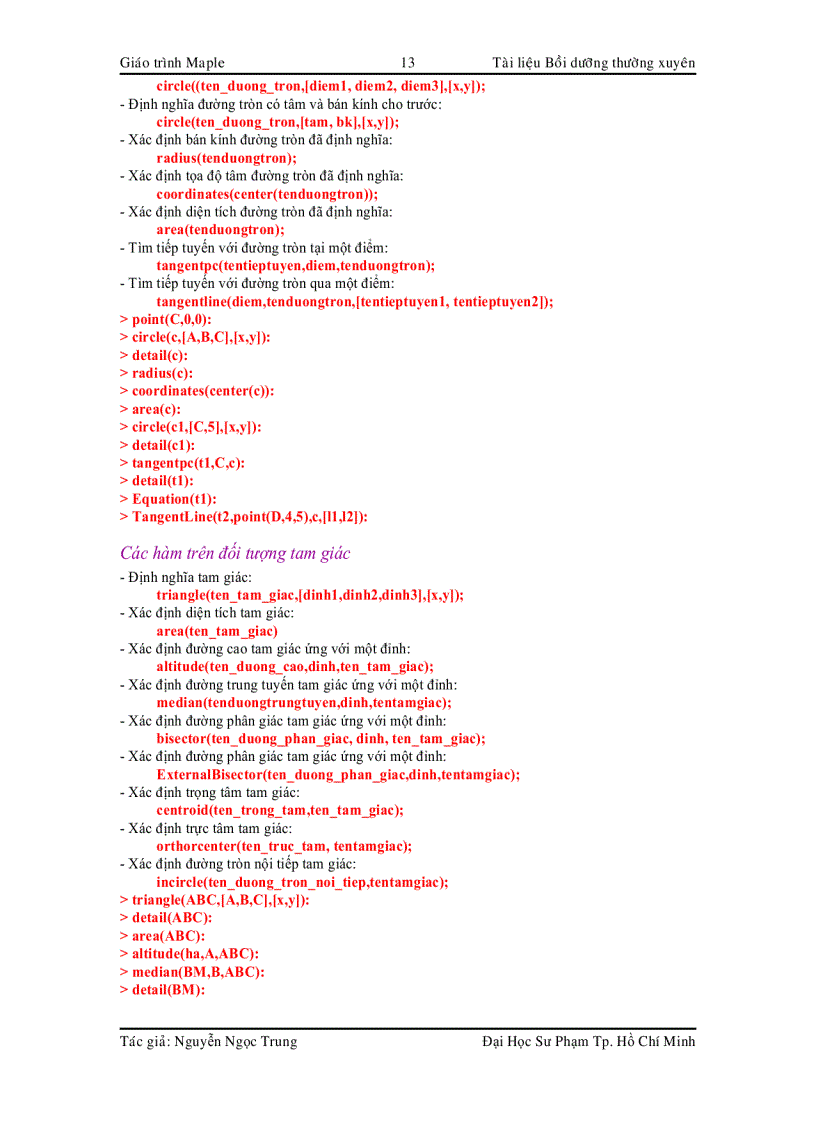 image for page Giáo trình Maple Tài liệu bồi dưỡng thường xuyên