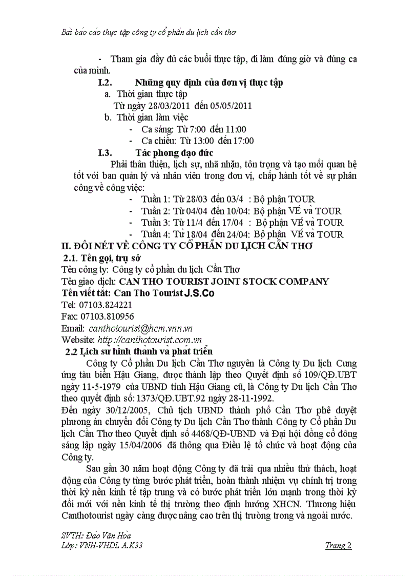 image for page Bài báo cáo thực tập tại công ty cổ phần du lịch cần thơ