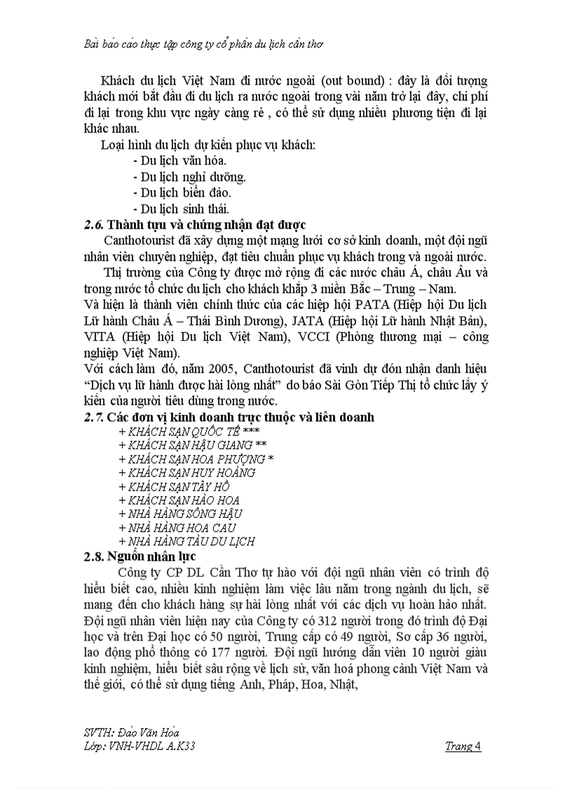 image for page Bài báo cáo thực tập tại công ty cổ phần du lịch cần thơ