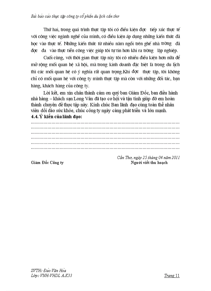 image for page Bài báo cáo thực tập tại công ty cổ phần du lịch cần thơ