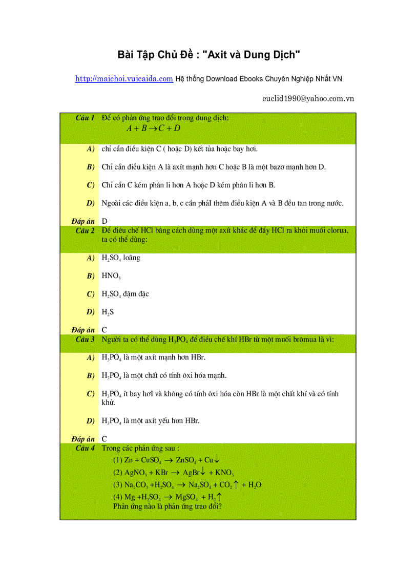 image for page Bài tập chủ đề axit và dung dịch