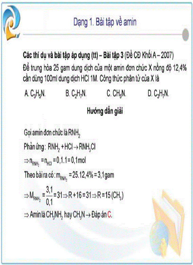 image for page Bài tập chủ đề amin