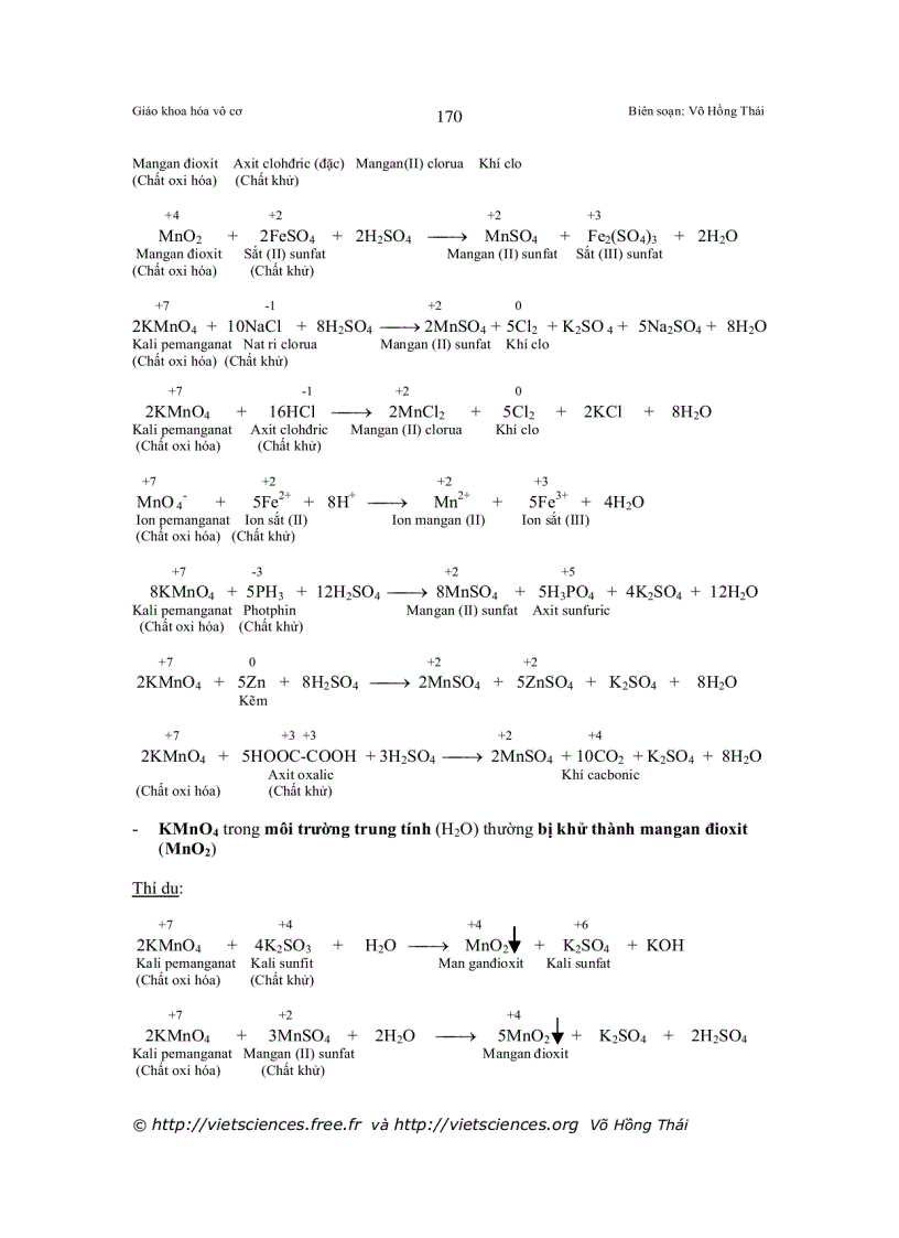 image for page Viết các phản ứng oxi hóa khử thường gặp các chất oxi hóa chất khử thường gặp