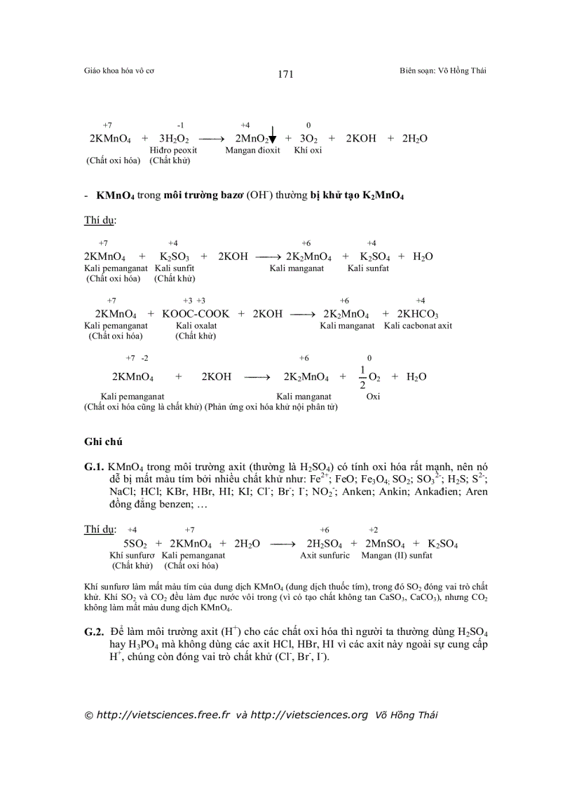 image for page Viết các phản ứng oxi hóa khử thường gặp các chất oxi hóa chất khử thường gặp