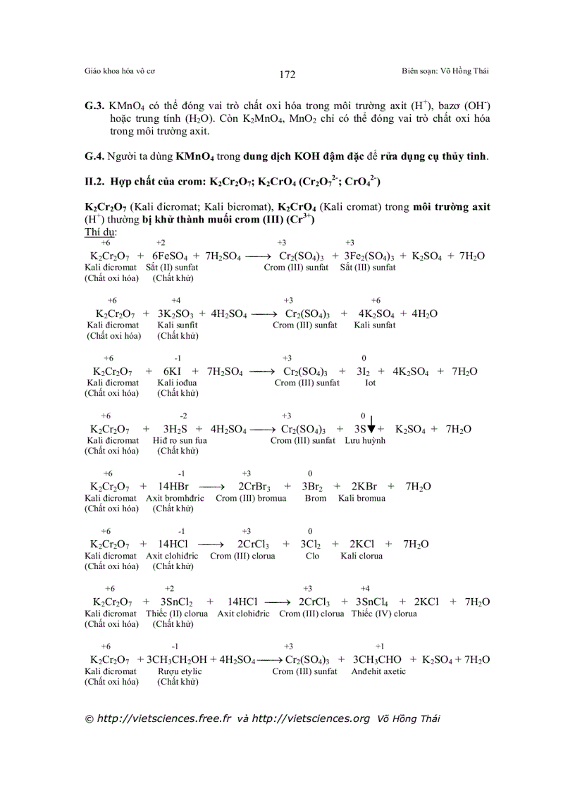 image for page Viết các phản ứng oxi hóa khử thường gặp các chất oxi hóa chất khử thường gặp