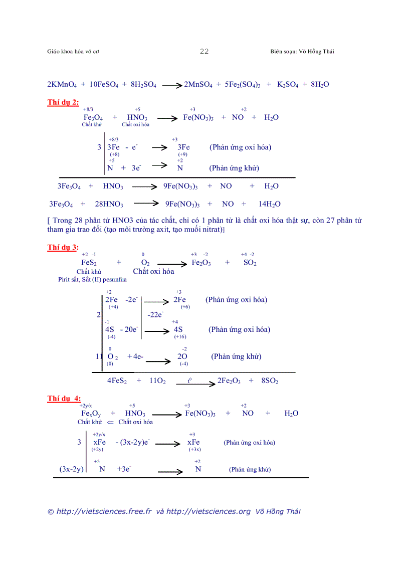 Các phương pháp cân bằng phản ứng oxi hóa khử 1