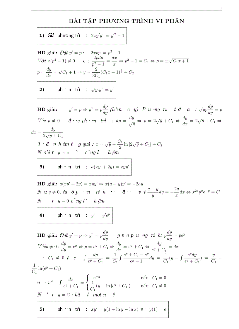 image for page Bài tập phương trình vi phân