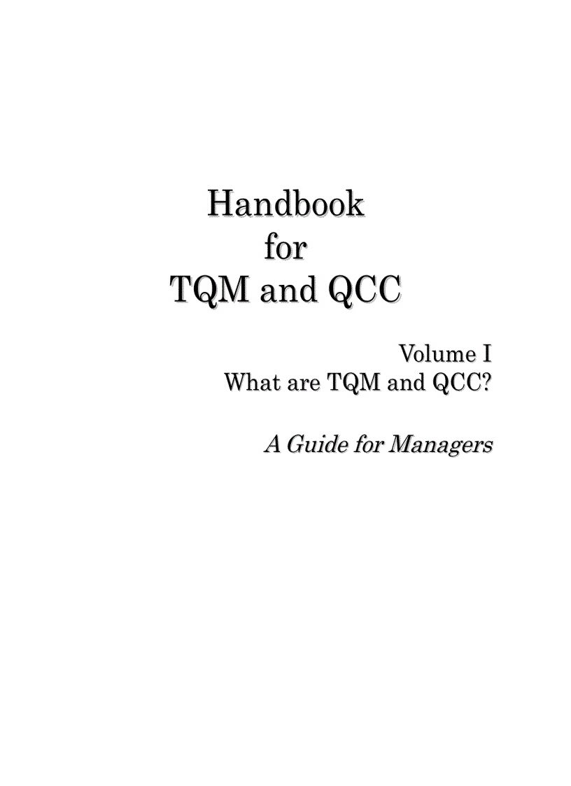 Handbook for TQM v QCC