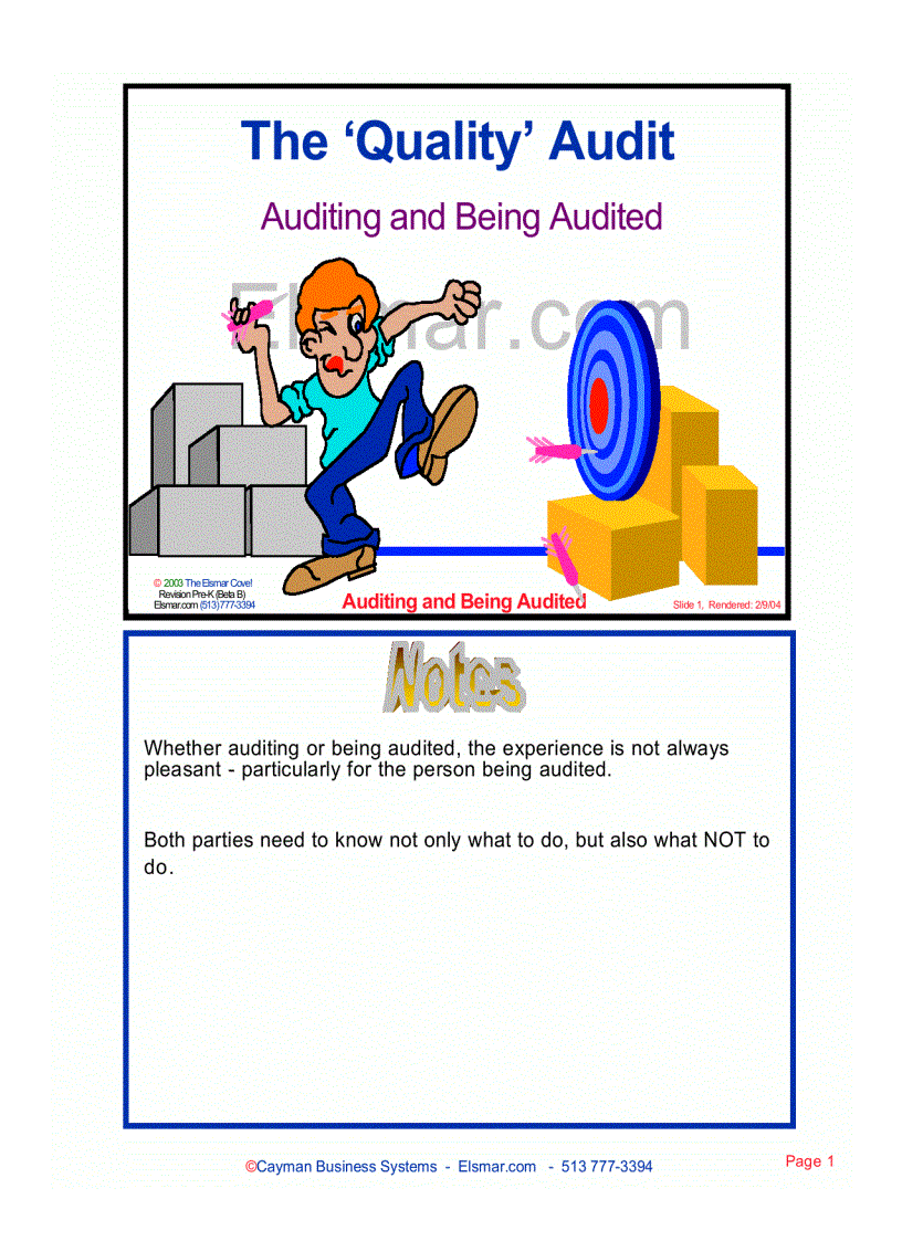 The Quality Audit Auditing and Being Audited