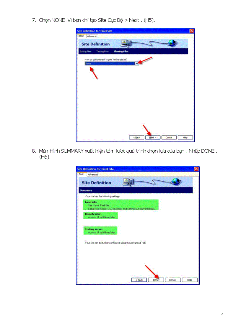 image for page Giáo trình DREAMWEAVER8 Bài 6 Site cục bộ