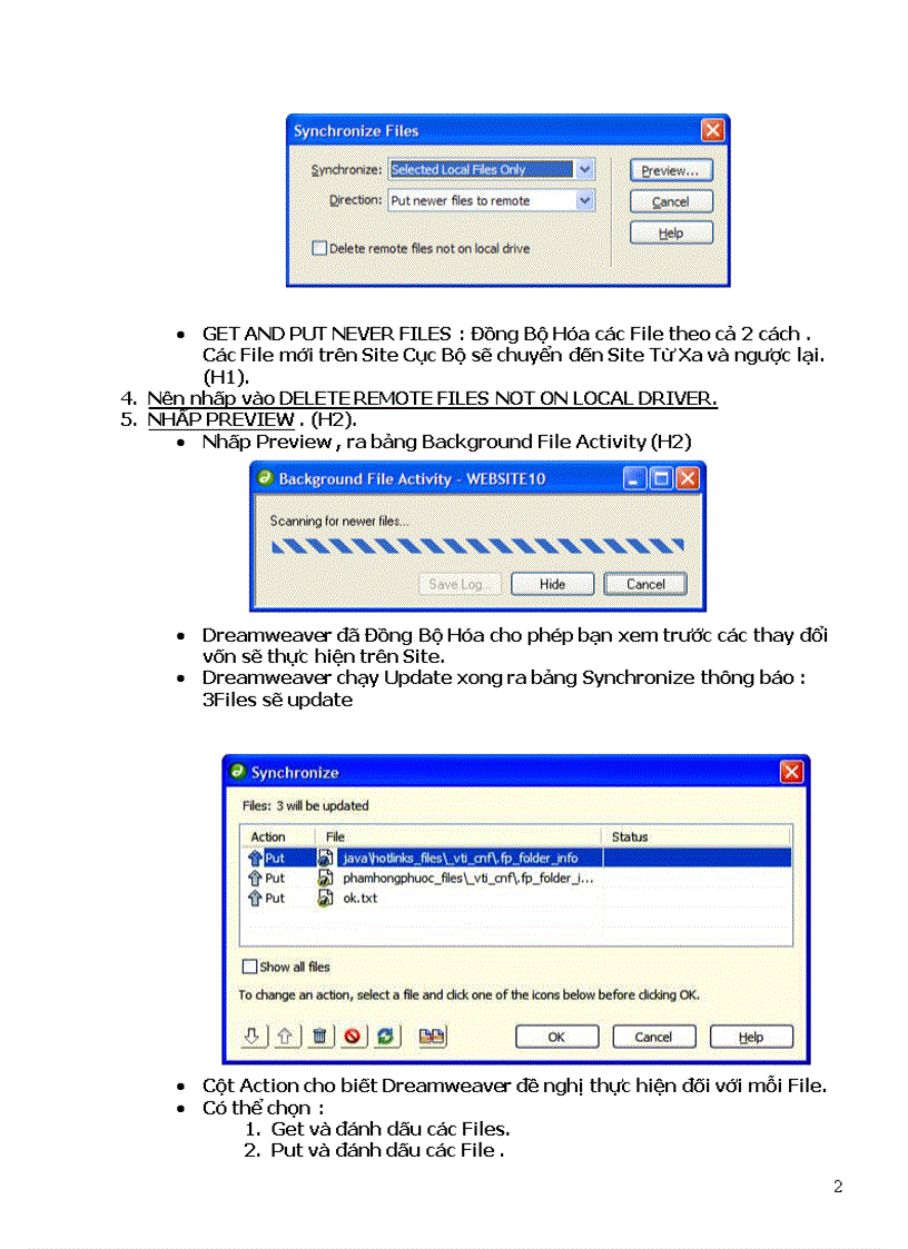 image for page Giáo trình DREAMWEAVER8 Bài 13 Synchronize đồng bộ hóa