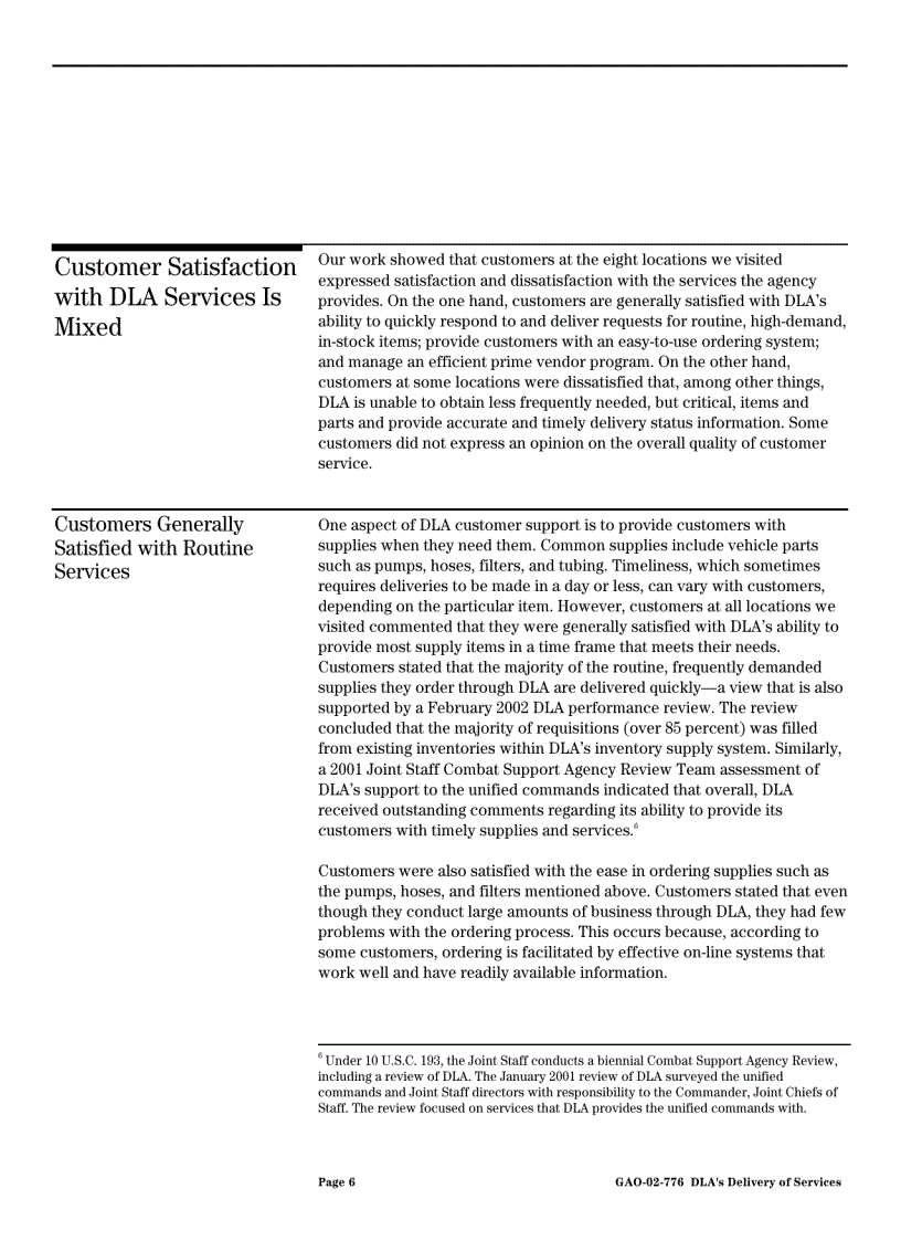 image for page Improving Customer Feedback Program Could Enhance DLA s Delivery of Services