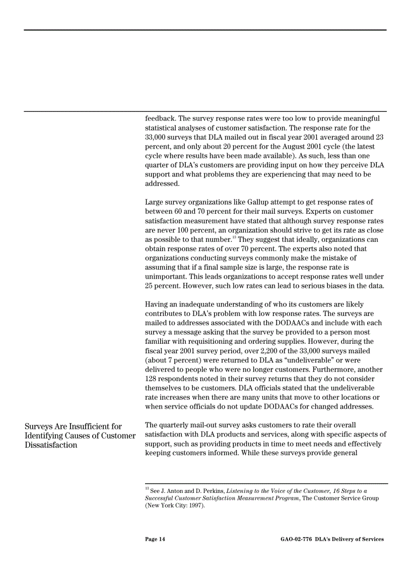 image for page Improving Customer Feedback Program Could Enhance DLA s Delivery of Services