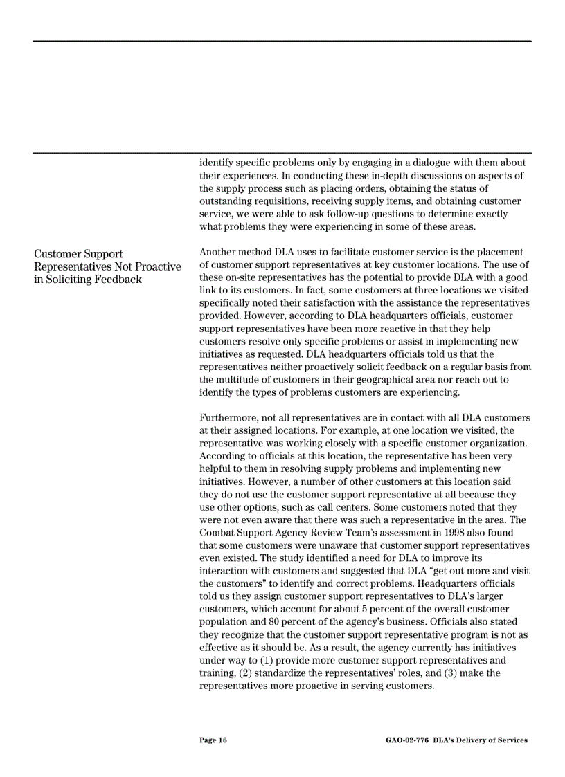 image for page Improving Customer Feedback Program Could Enhance DLA s Delivery of Services
