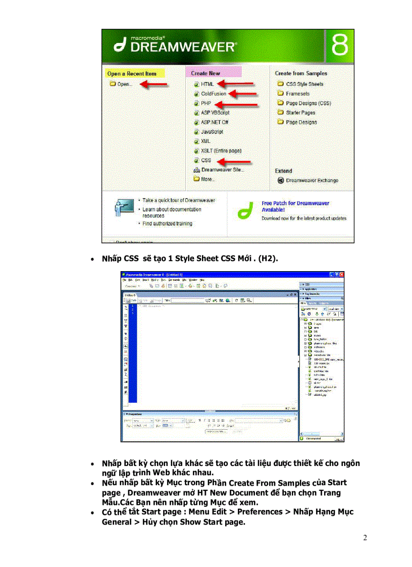 Giáo trình DREAMWEAVER8 Bài 14 Tạo trang đầu tiên