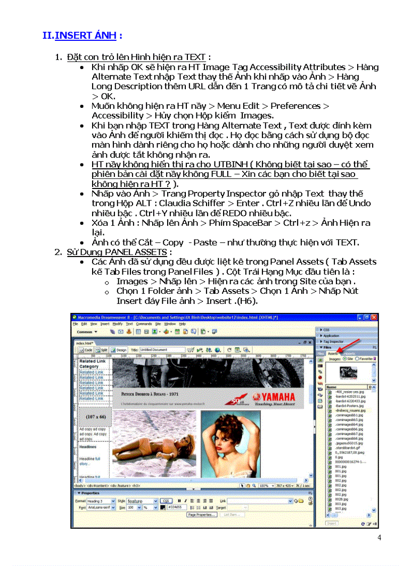 image for page Giáo trình DREAMWEAVER8 Bài 16 Insert ảnh
