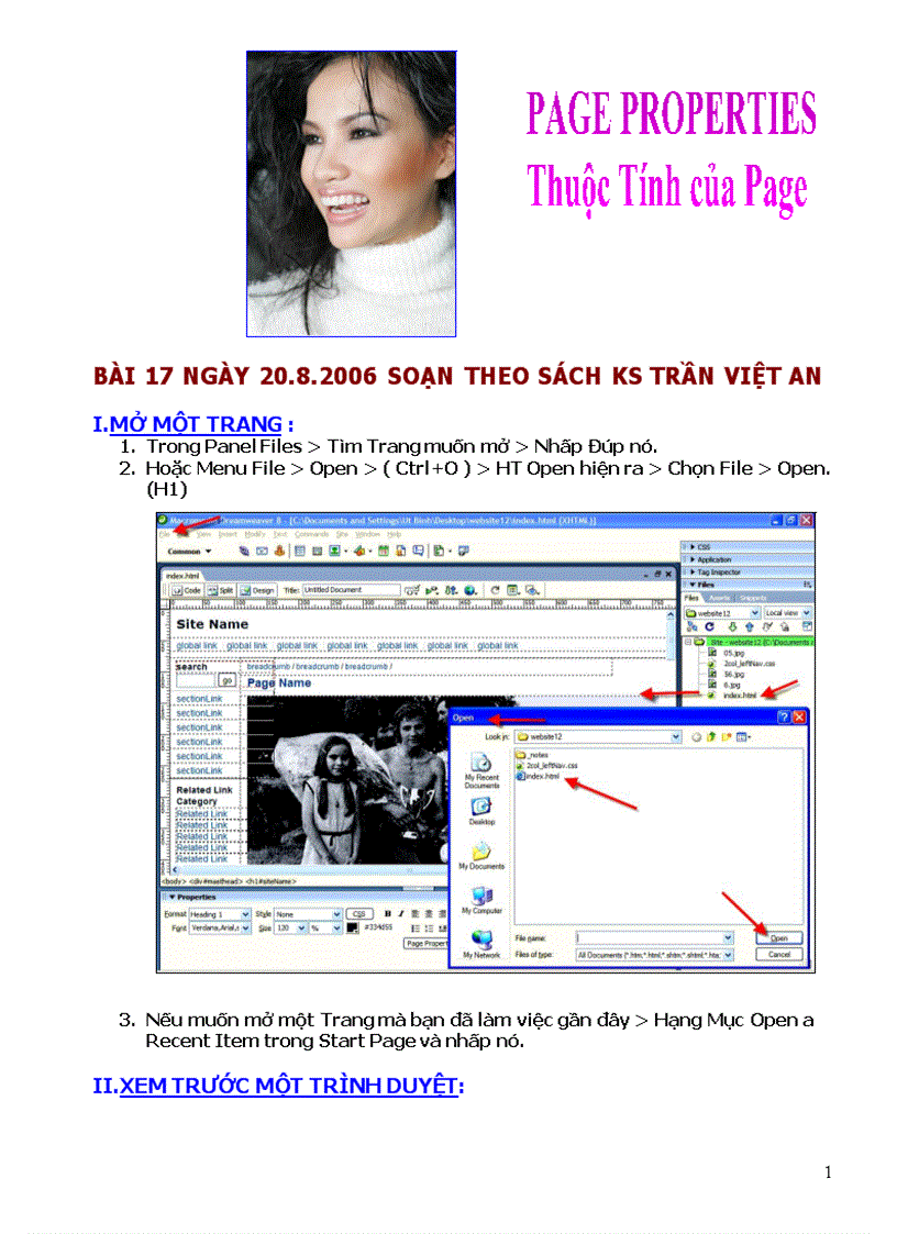 image for page Giáo trình DREAMWEAVER8 Bài 17 Thuộc tính của Page