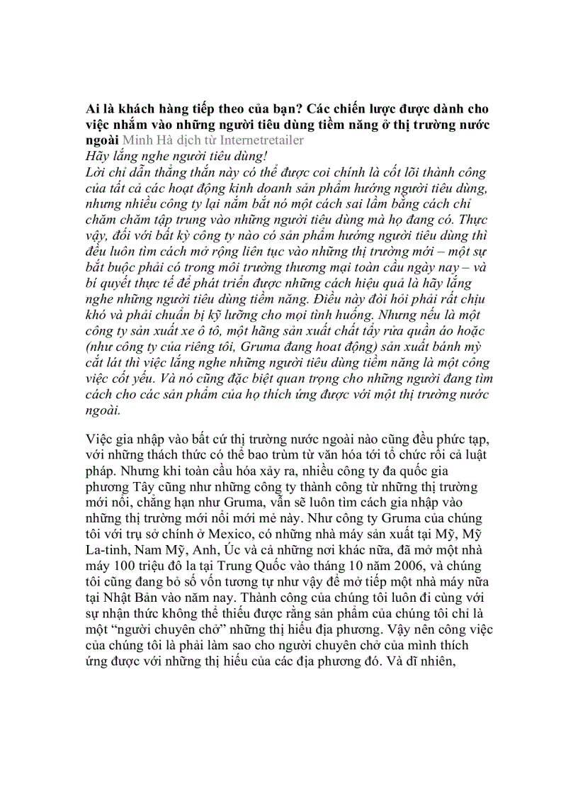 image for page Ai là khách hàng tiếp theo của bạn Các chiến lược được dành cho việc nhắm vào những người tiêu dùng tiềm năng ở thị trường nước ngoài