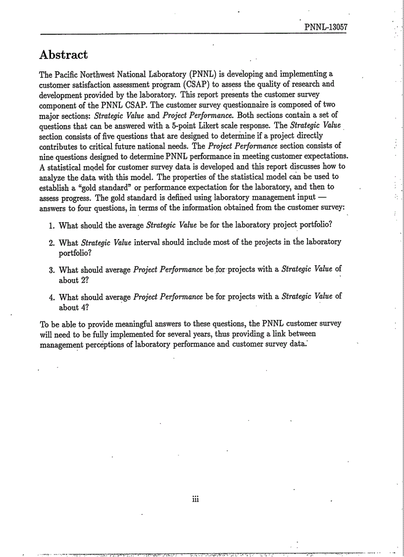 image for page Customer Satisfaction Assessment at the Pacific Northwest National Laboratory 1