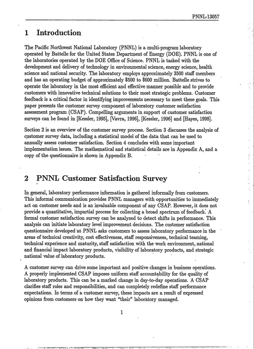 image for page Customer Satisfaction Assessment at the Pacific Northwest National Laboratory 1