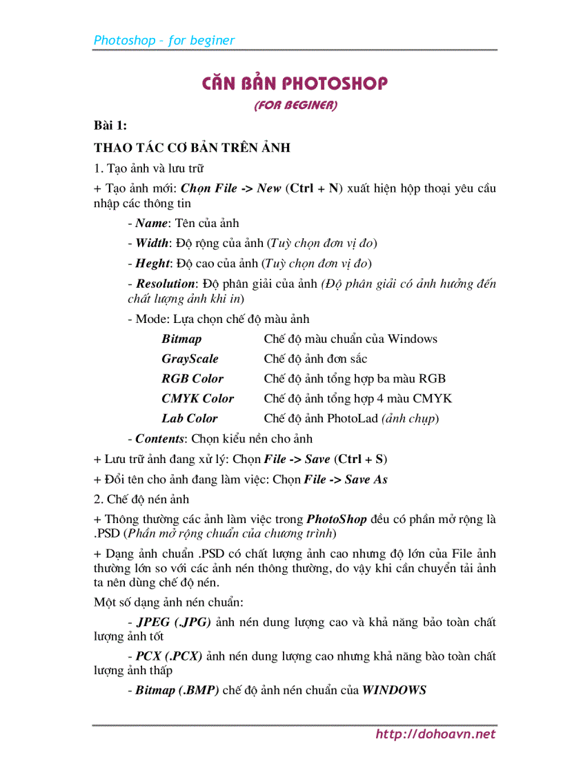 image for page Căn bản PhotoShop For beginner