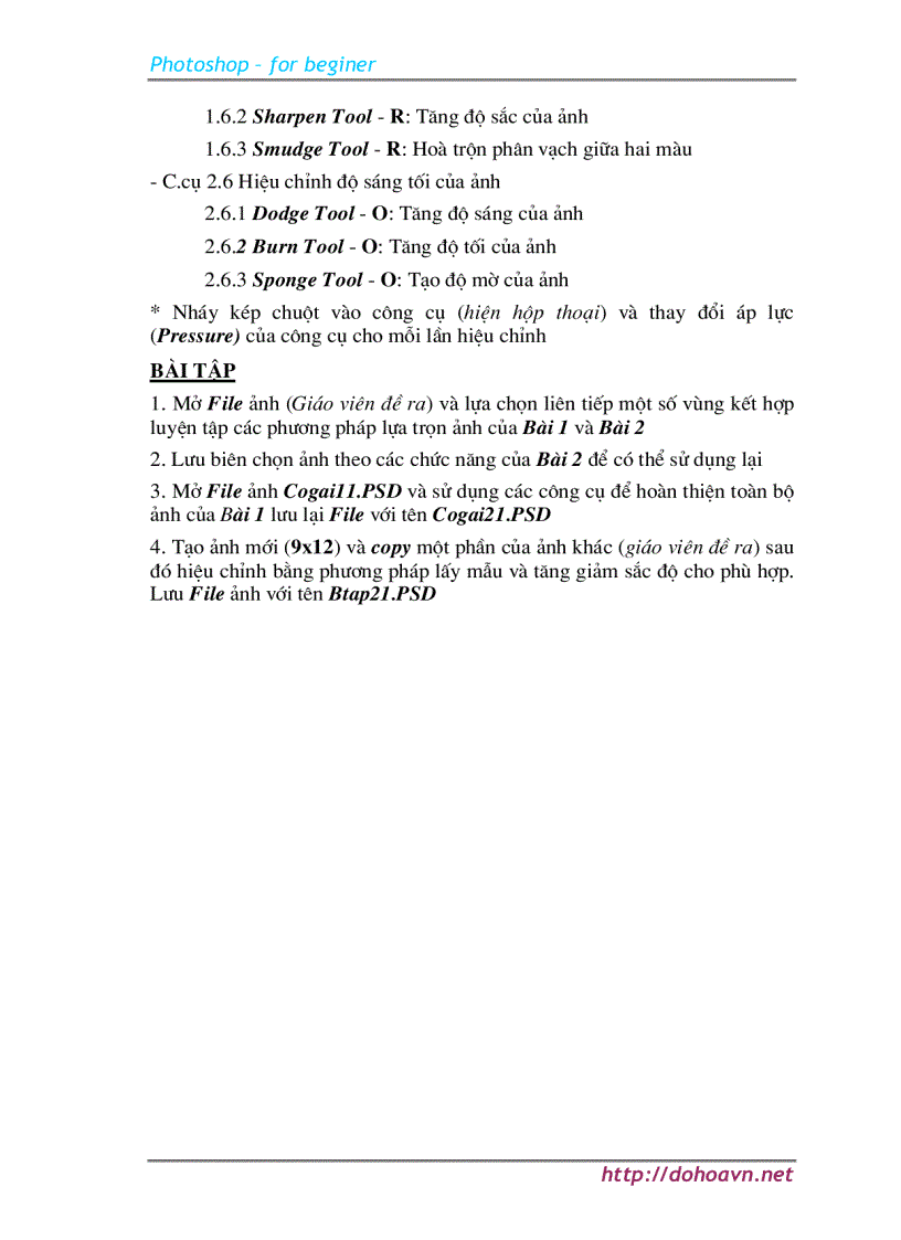 image for page Căn bản PhotoShop For beginner