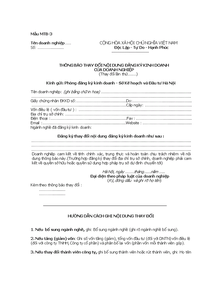 image for page Thông báo thay đổi nội dung đăng ký kinh doanh của doanh nghiệp