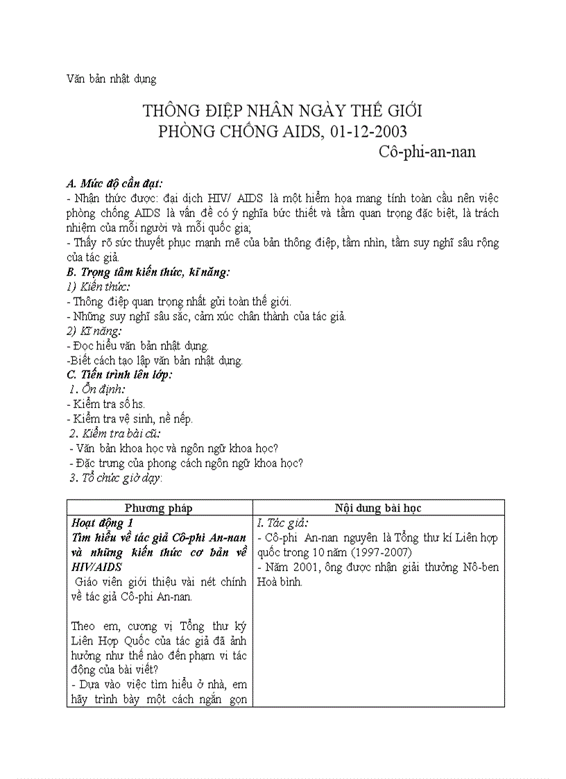 image for page Văn bản nhật dụng THÔNG ĐIỆP NHÂN NGÀY THẾ GIỚI PHÒNG CHỐNG AIDS