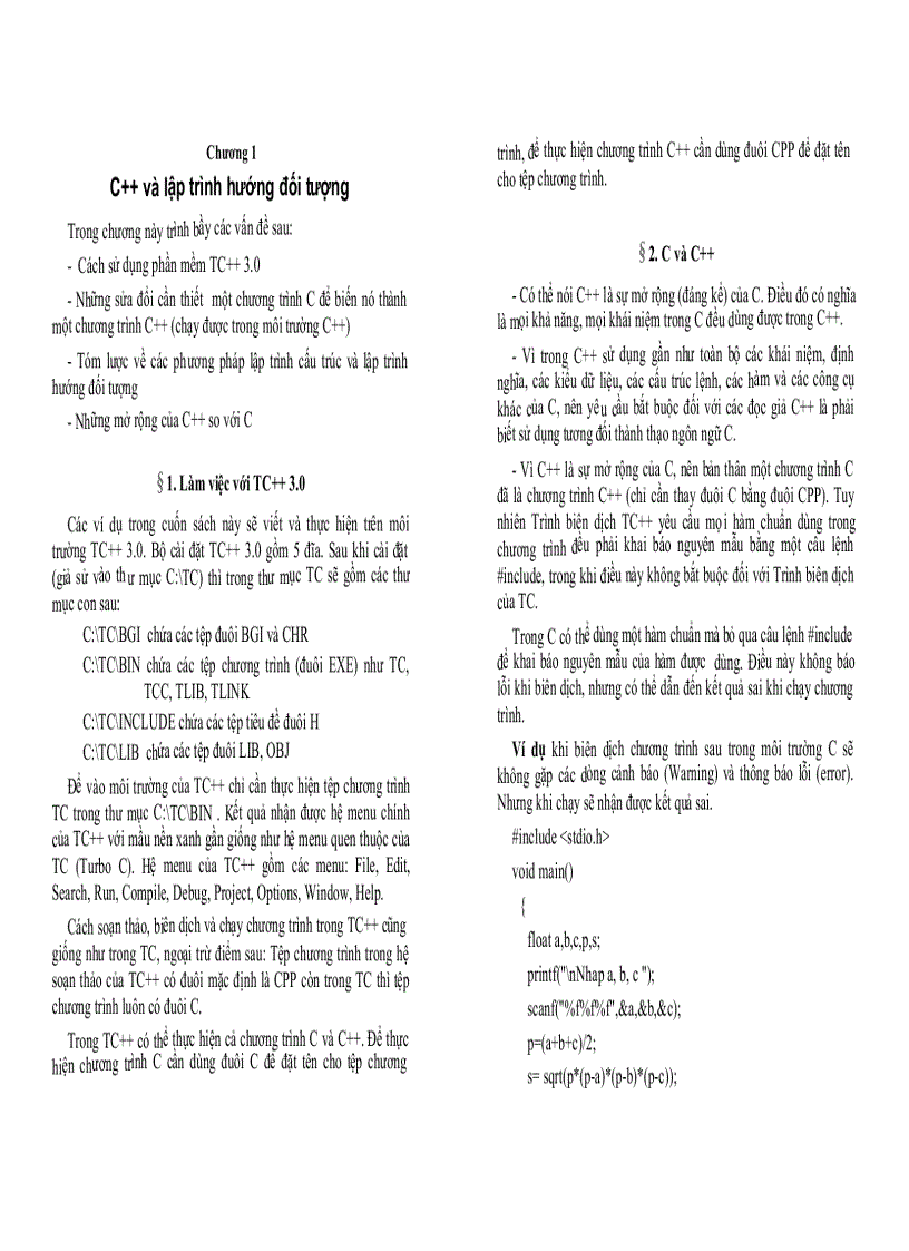 image for page C và Lập trình hướng đối tượng Chương 1 C và lập trình hướng đối tượng