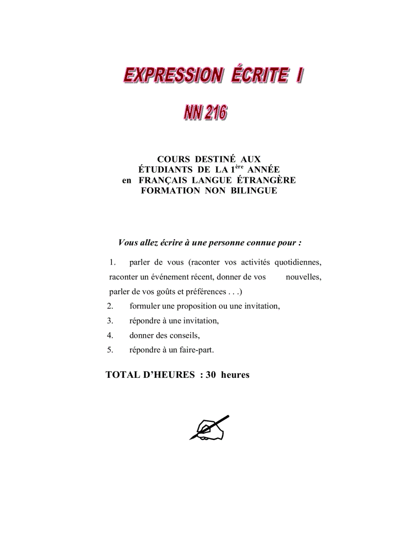 image for page Expression ecrite