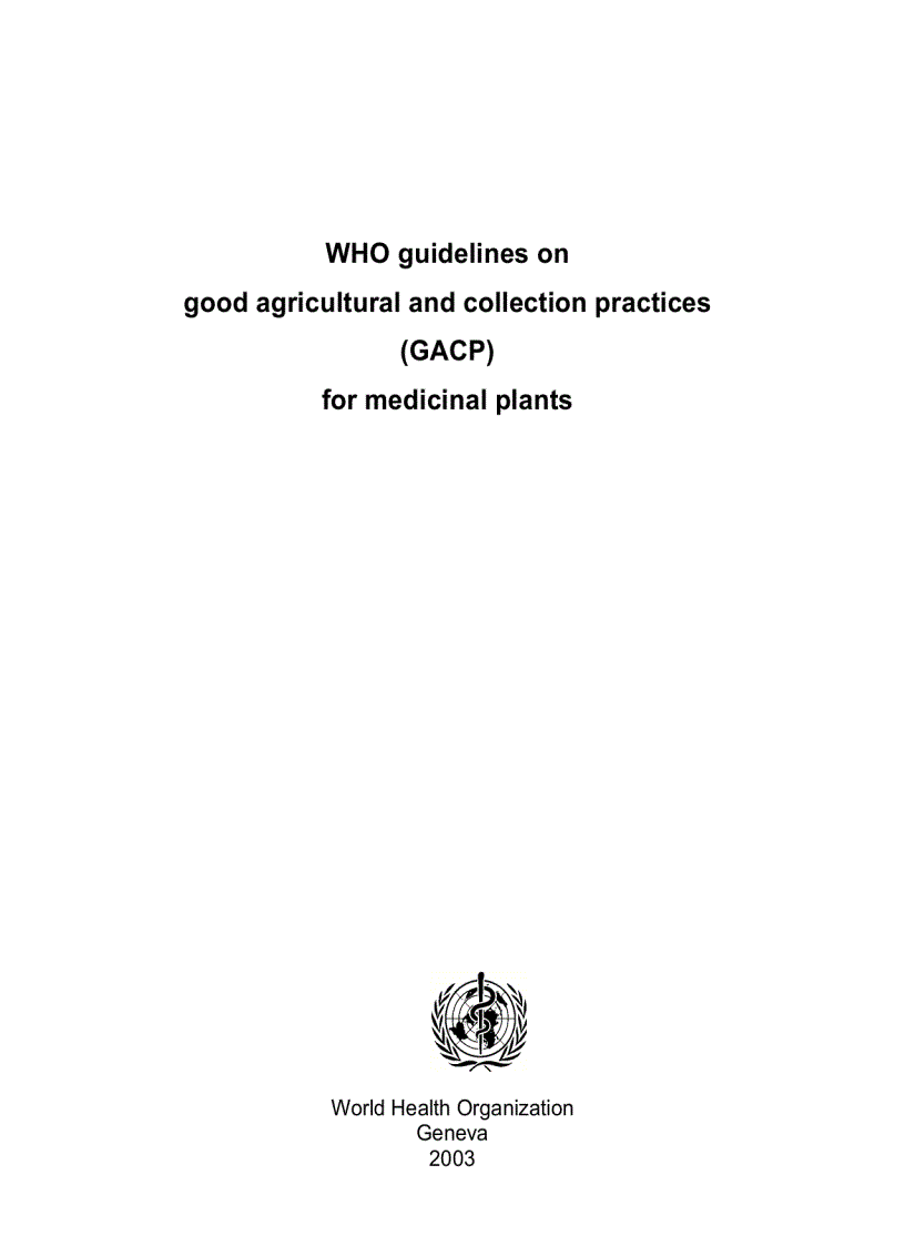 image for page WHO guidelines on good agricultural and collection practices GACP for medicinal plants
