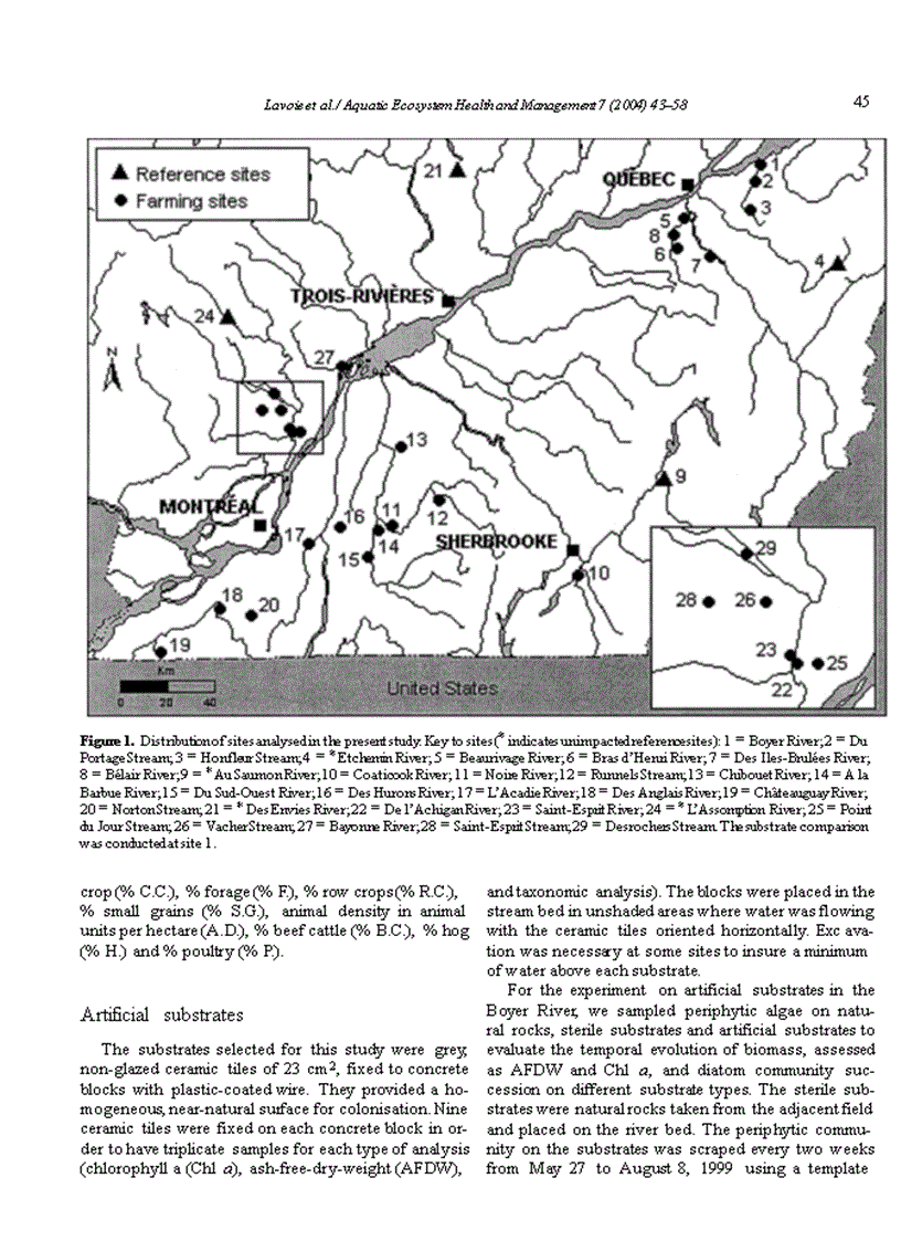 image for page Benthic algae as bioindicators of agricultural pollution in the streams and rivers of southern Que bec