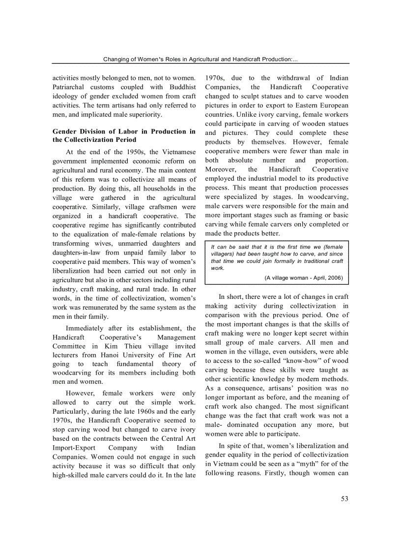 image for page Báo cáo khoa học Changing of Women s Roles in Agricultural and Handicraft Production A Case