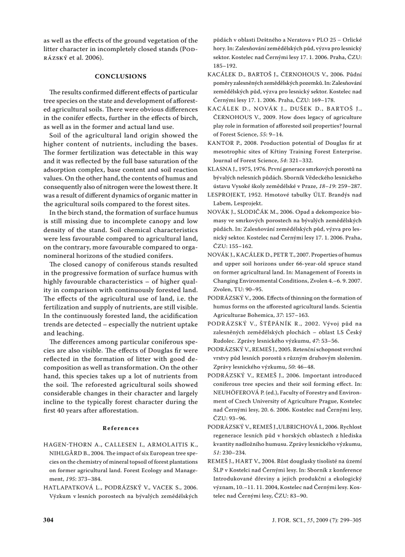 image for page Báo cáo lâm nghiệp Production and humus form development in forest stands established on agricultural lands Kostelec nad Černými lesy region