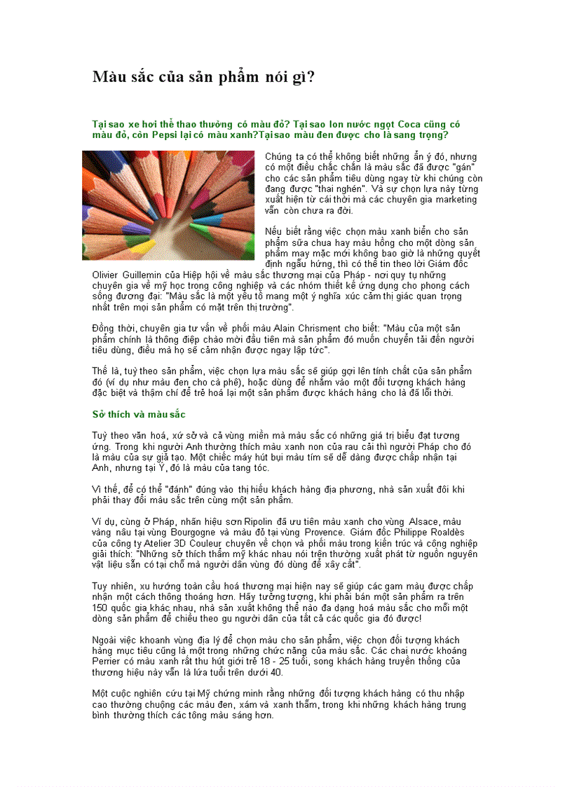 image for page Màu sắc của sản phẩm nói gì
