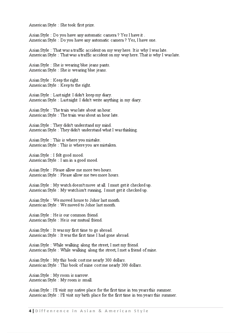 Difference in Style Asian American